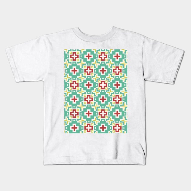 8 Bit Mexican Flower Pattern Kids T-Shirt by Tobe_Fonseca